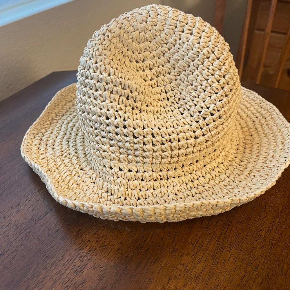 Beige Crochet Bucket Sun Hat
